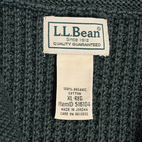NWOT LL Bean Organic Cotton Waffle Knit Cardigan Shawl Neck Sweater. Sz XL Green - Picture 12 of 14